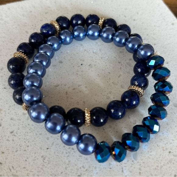 Blue & Gold Beaded Bracelet Set - Picture 6 of 6